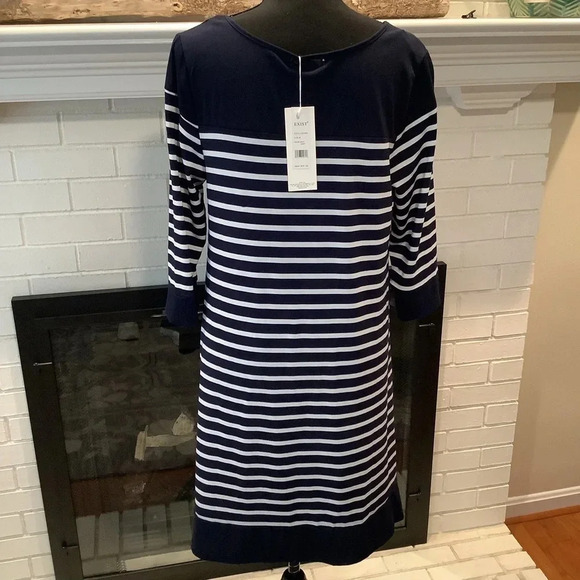 #229 NWT Exist Nautical Navy Stripe Dress Sz Medium - Picture 5 of 7
